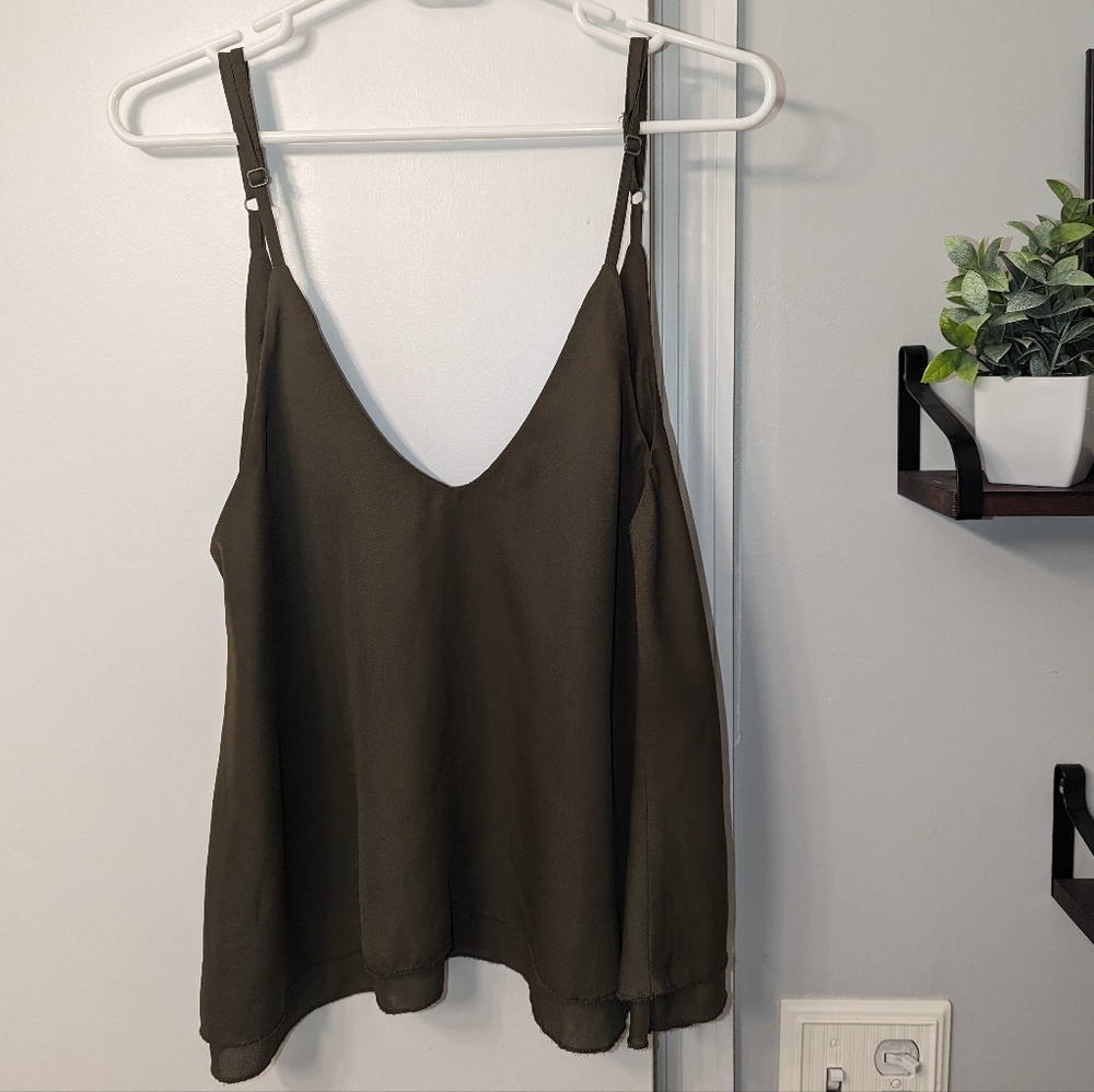 Green Strap Tank Blouse